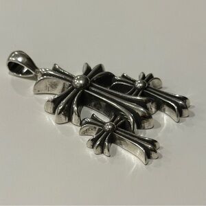 CHROME HEARTS 925 SILVER LARGE TRIPLE CROSS PENDANT